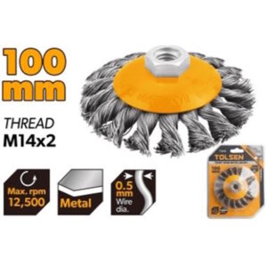 ČETKA ŽIČANA OKRUGLA UVIJENA PL 100 MM - M14